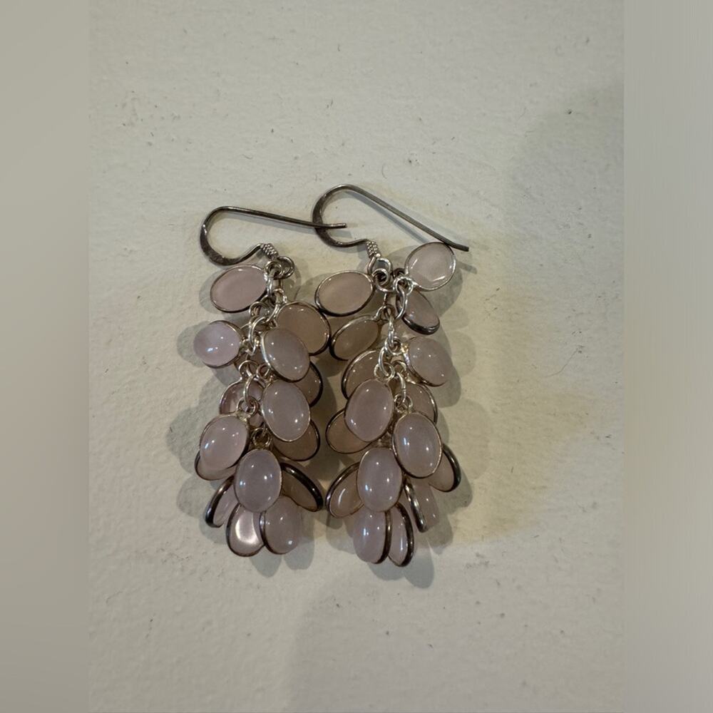 Opaque Pink Beaded Dangle Earrings